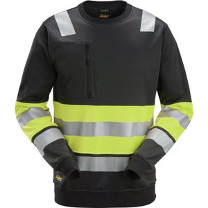 Snickers 8031 High-Vis Klasse 1, Sweatshirt - Zwart/High Visibility Geel
