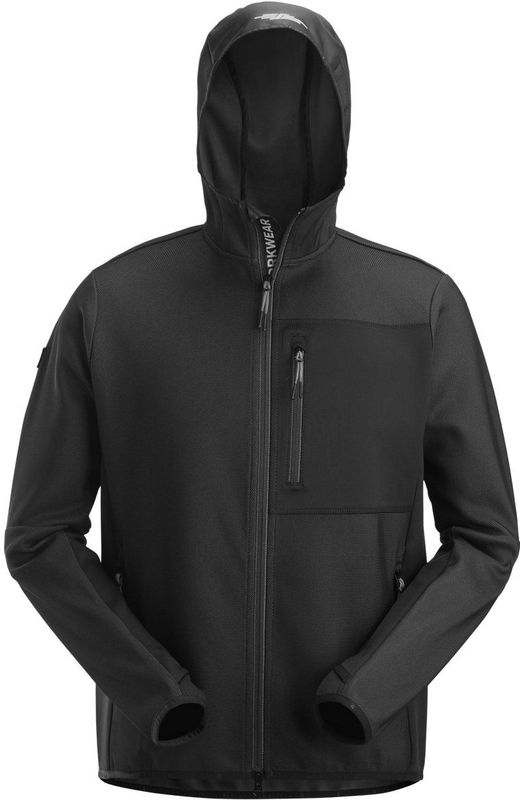 Snickers - 8044 FlexiWork - Tussenlaag Hoodie - Zwart - Gerecycled Polyester