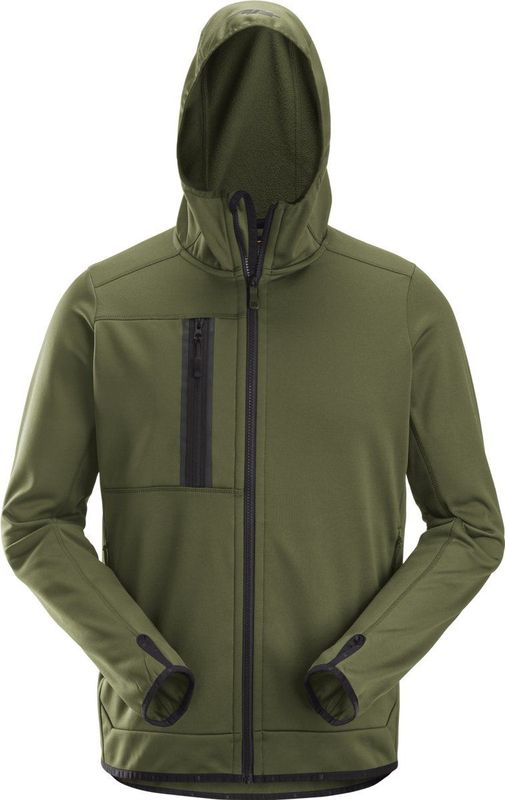 Snickers 8058 Fleece Hoodie - Khakigroen - 100% Gerecycled Polyester
