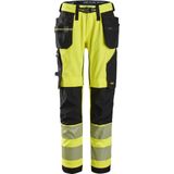 Snickers 6943 High-Vis, Klasse 2 Stretch Werkbroek met Holsterzakken - High Visibility/Zwart Geel