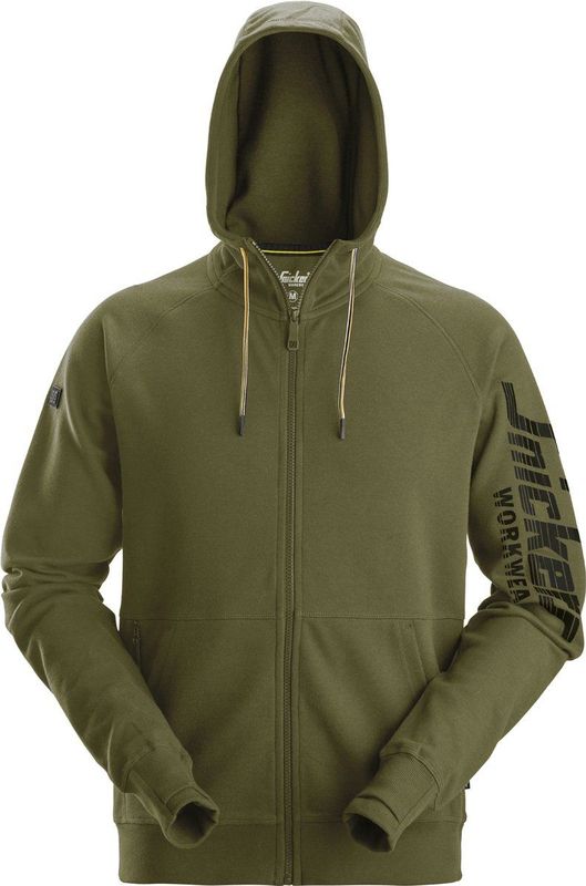 Snickers 2895 Logo Full-Zip Hoodie - Khaki Groen