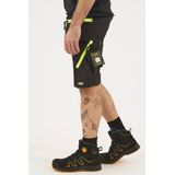 Snickers 6140 FlexiWork, Softshell Stretch Korte Werkbroek+ met Holsterzakken - Zwart/Neon Geel