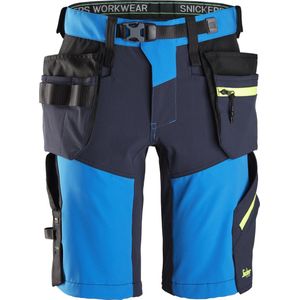 Snickers 6140 FlexiWork, Softshell Stretch Korte Werkbroek+ met Holsterzakken - Kobalt Blauw/Donker Blauw - 44
