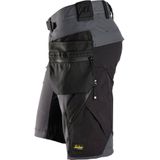 Snickers 6172 FlexiWork, Korte Werkbroek met Afneembare Zakken - Staal Grijs/Zwart