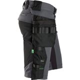 Snickers 6172 FlexiWork, Korte Werkbroek met Afneembare Zakken - Staal Grijs/Zwart