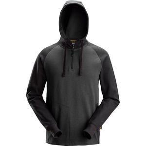 Snickers 2842 Tweekleurige Hoodie met Halve Rits Staalgrijs/Zwart maat XS