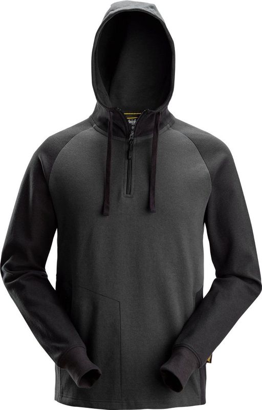 Snickers 2842 Tweekleurige Hoodie met Halve Rits Staalgrijs/Zwart maat XS