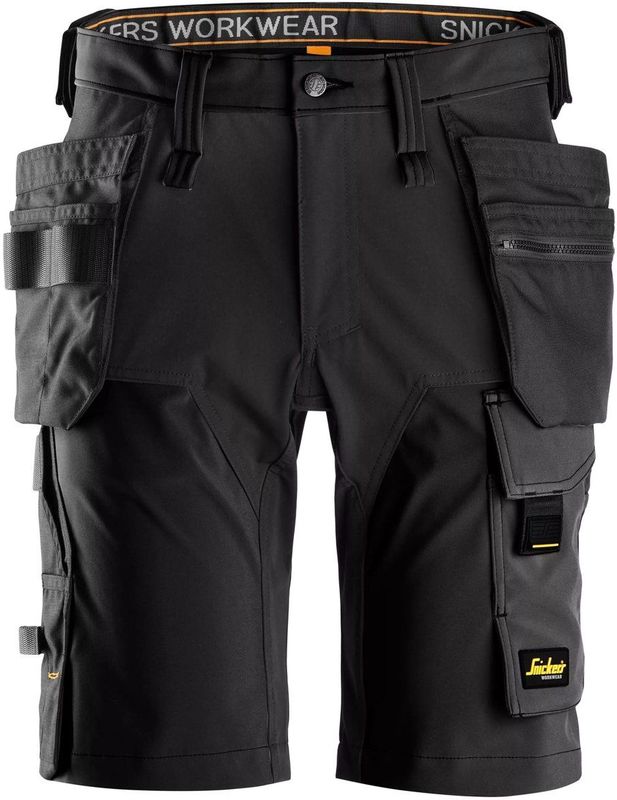 Snickers - 6175 - Korte Werkbroek - Zwart - 4-Weg Stretch met Holsterzakken