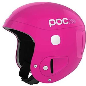 POC POCito Skull - Veilige kinderskihelm voor racen, fluorescerend roze, XS-S (51-54cm)