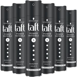 Taft Power Invisible Hairspray - Haarstyling - Haarspray - Haarlak - Alle Haartypes - Voordeelverpakking - 6x 250 ml