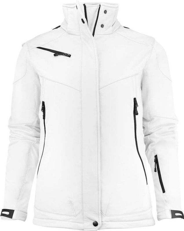 Printer - SOFTSHELL JACKET SKELETON LADY 2261041 - Wit - Gevoerde Softshell met Afneembare Capuchon