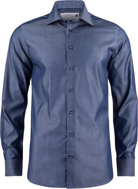 J. Harvest & Frost - Red Bow 120 - Hemd - Indigokleur - Slim Fit