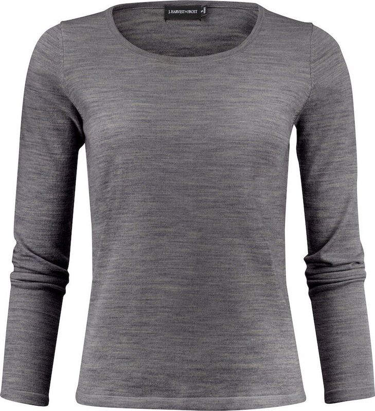 J.Harvest & Frost - Gebreide Sweater - Grijs Mêlée - Merino Wol/Pima Katoen