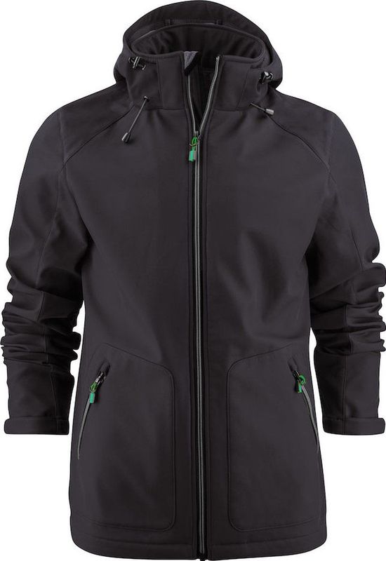 Printer - Heren Softshell Jack - Met Afneembare Capuchon - Waterdicht - Zwart