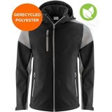 Softshell Jas - Zwart/Rood - Bicolor - Gerecycled Polyester - Afneembare Capuchon