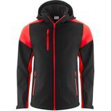 Softshell Jas - Zwart/Rood - Bicolor - Gerecycled Polyester - Afneembare Capuchon