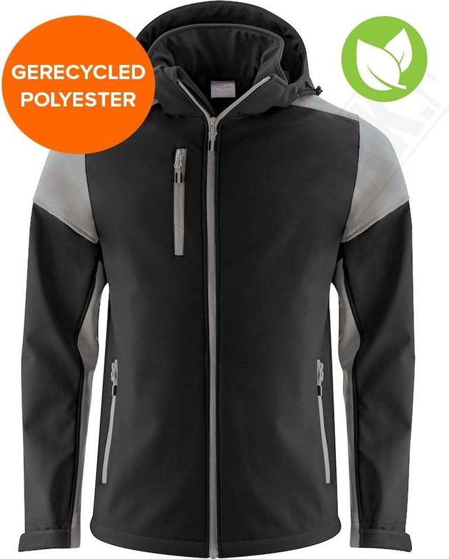 Printer - Softshell Prime - Heren - Zwart/Staalgrijs - Bicolor Softshell Jas