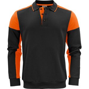 Printer - Polosweater Prime - Zwart/Oranje - Bicolor - Sweatshirt met Polokraag