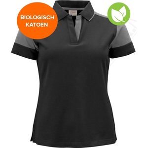 Printer Prime Polo Lady Zwart Staalgrijs