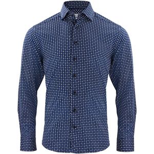 J.Harvest & Frost - Indigo Bow 131 - Hemd - Blauwe Print - Slim Fit