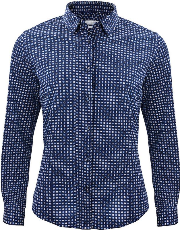 J.Harvest & Frost - Indigo Bow 131 - Hemd - Blauwe Print - Katoen