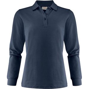 Polo - Dames - Marine - Piqué - Lange Mouwen - Oeko-Tex Gecertificeerd