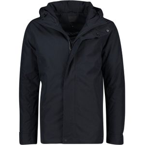 Elvine winterjas Barnard donkerblauw effen rits + knoop normale fit capuchon