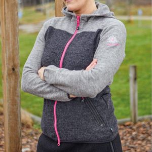 Ivanhoe vest Zoya Hood FZ met capuchon voor dames van wol - Grijs