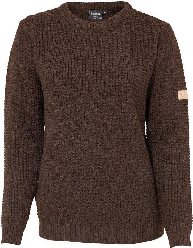 Ivanhoe trui NLS Petal Coffee Bean ronde hals - zuivere ongeverfde wol