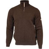 Ivanhoe trui NLS Elm Coffee Bean half zip - zuivere ongeverfde wol