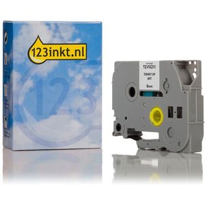 123inkt huismerk vervangt Brother TZe-FX211 Flexi ID tape zwart op wit 6 mm