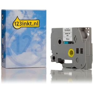 123inkt huismerk vervangt Brother TZe-FX231 Flexi ID tape zwart op wit 12 mm