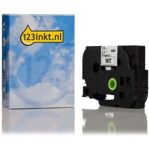 123inkt huismerk vervangt Brother TZe-FA4 textiel tape blauw op wit 18 mm opstrijklabels voor op stoffen