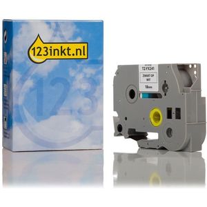 123inkt huismerk vervangt Brother TZe-FX241 Flexi ID tape zwart op wit 18 mm