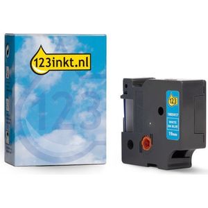 Dymo 1805417 IND Rhino tape vinyl wit op blauw 19 mm (123inkt huismerk)
