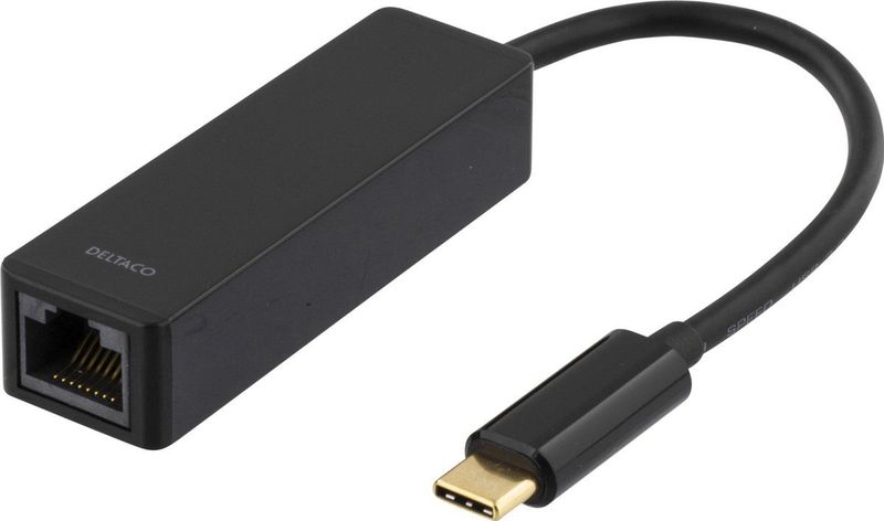 Deltaco - USBC-GIGA - Netwerkadapter - Zwart - USB-C - Ethernet 1000 Mbit/s
