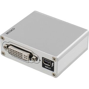 DELTACO DP-MULTI3 Thunderbolt naar HDMI / DVI / VGA-adapter, 1080P, aluminium, grijs