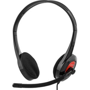 Deltaco Stereo Headset, On-Ear, Microphone, 1x 3,5mm 4-pin - Black/Red - 7333048014146