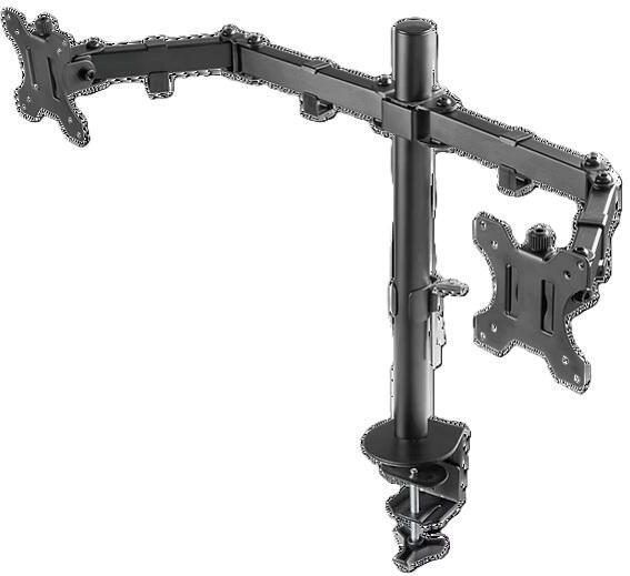 DELTACO - Gaming Dual Monitor Houder - Monitorstandaard - Zwart - VESA 75x75