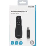 Deltaco - Draadloze Presenter - Laserpointer - Zwart - Plug'n'Play - 15m