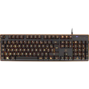 DELTACO GAMING - Compact gaming toetsenbord (AZERTY) met 105 Membraantoetsen - Ruisonderdrukking - Oranje LED-achtergrondverlichting - 25 toetsen Anti-Ghosting - 10 multimedia sneltoetsen - USB