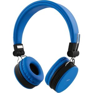 Streetz Bluetooth hoofdtelefoon opvouwbaar tot 22 uur speeltijd AUX kabel (Geen ruisonderdrukking, 22 h, Bedraad, Draadloze), Koptelefoon, Blauw