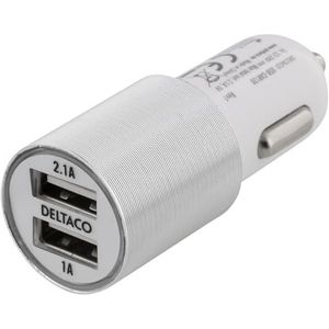 Deltaco USB Car Charger, 1 x USB-C PD, 1 x USB-A, 36W - Black