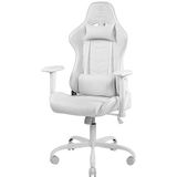 DELTACO PC gamingstoel met armleuning, hoge rugleuning en kussen (gamingstoel, bureaustoel, ergonomisch, in hoogte verstelbaar, PU-leer, 110 kg), wit