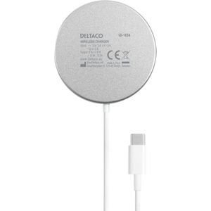 Deltaco QI-1034, Auto, USB, 12 V, Kabelloses Aufladen, 1 m, Weiß