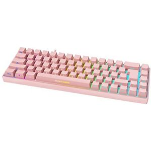 DELTACO GAMING PK95R mechanisch gamingtoetsenbord (PC gaming toetsenbord, RGB-verlichting, 65% toetsen, QWERTZ Duitse lay-out, verlicht, voorschrift, draadloos, ergonomisch, roze
