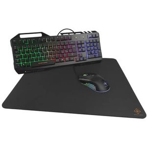 DELTACO GAMING Combo 3-in-1 set - QWERTZ toetsenbord + muis + muismat (gaming, Duitse lay-out, pc, laptop, metaal, RGB-verlichting) zwart