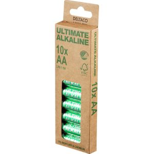 Deltaco Ultimate Alkaline - AA Batterij 10 stuks - Ecolabel