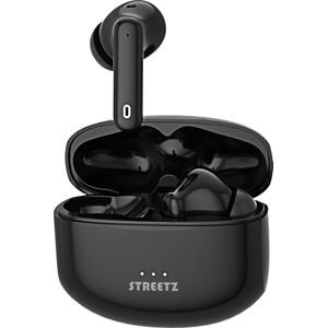 STREETZ TWS-116 In Ear headset Bluetooth Stereo Zwart Noise Cancelling Headset, Oplaadbox, Volumeregeling, Touchbesturing