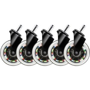 Deltaco Wielen voor Gamestoelen en Bureaustoelen - RGB - 5 Stuks - Universeel